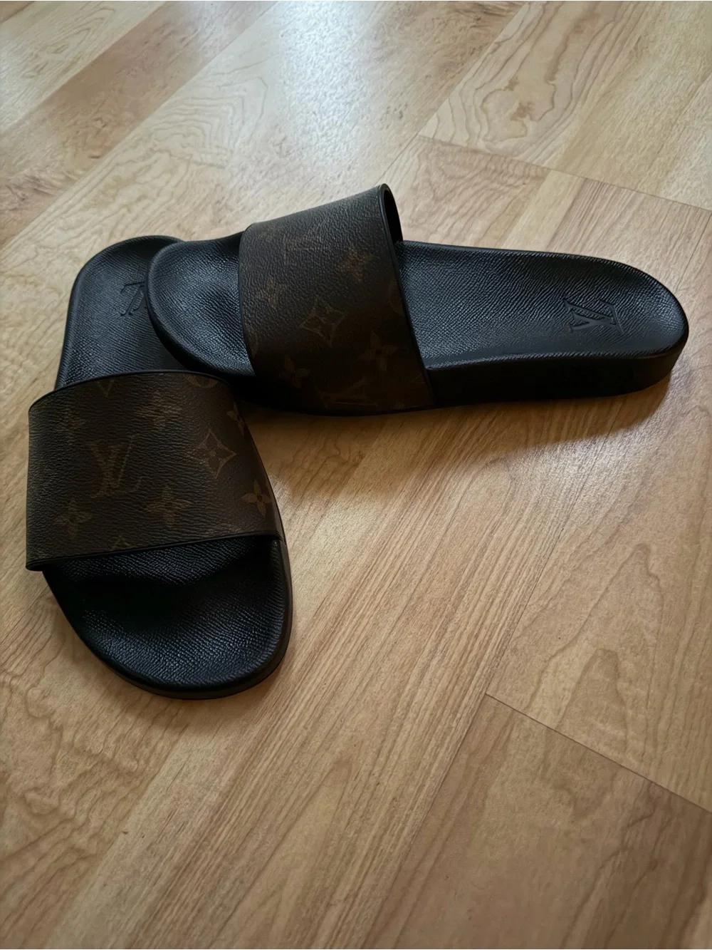 Louis Vuitton Waterfront Mule Men’s Black Brown Monogram Slide Sandals size 7